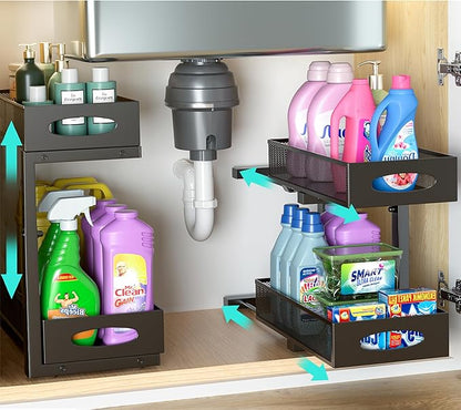 Under Sink Organizer, Height Adjustable Organization and Storage Series by Beleeb