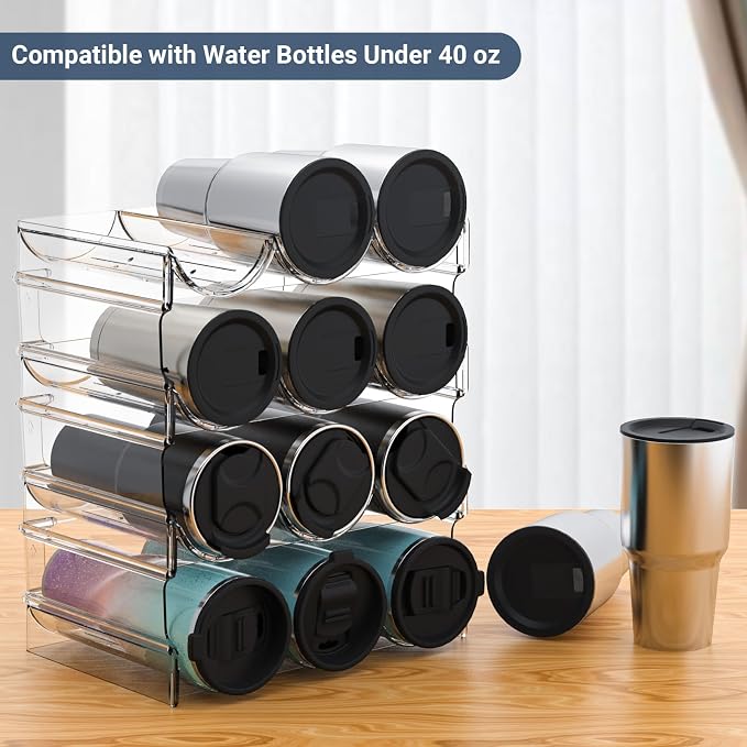 Plastic Water Bottle Organizer and Wine Rack Storage Holder, 4 Tier 12 - Image 3