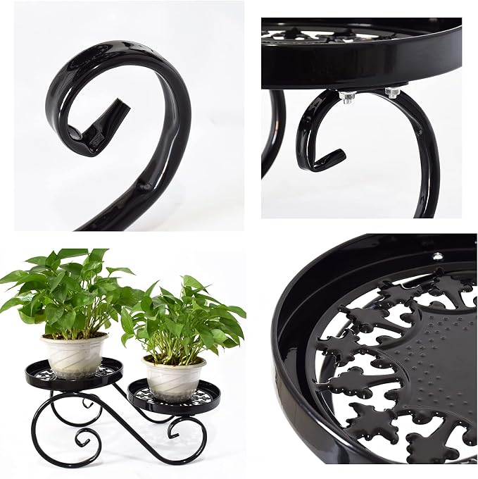 TLBTEK 2 tier Metal Plant Stand, Balcony and Bedroom - Image 7