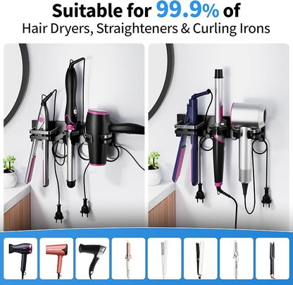 Hair Dryer Holder Wall Mounted, 3 in 1 Metal Hair Tool Organizer - Image 4
