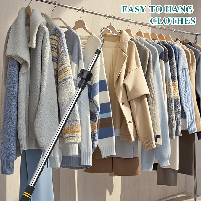 Clothes Hanger Reaching Hook Telescopic Adjustment clothes hook pole Light and - Image 7