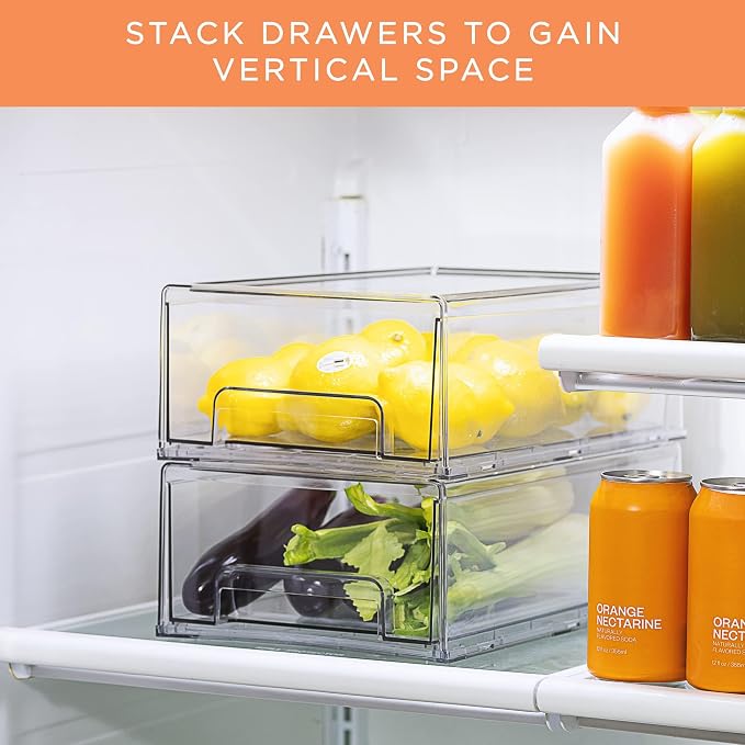 Sorbus Medium Clear Storage Drawers – Stackable Organizer Drawers - Image 7