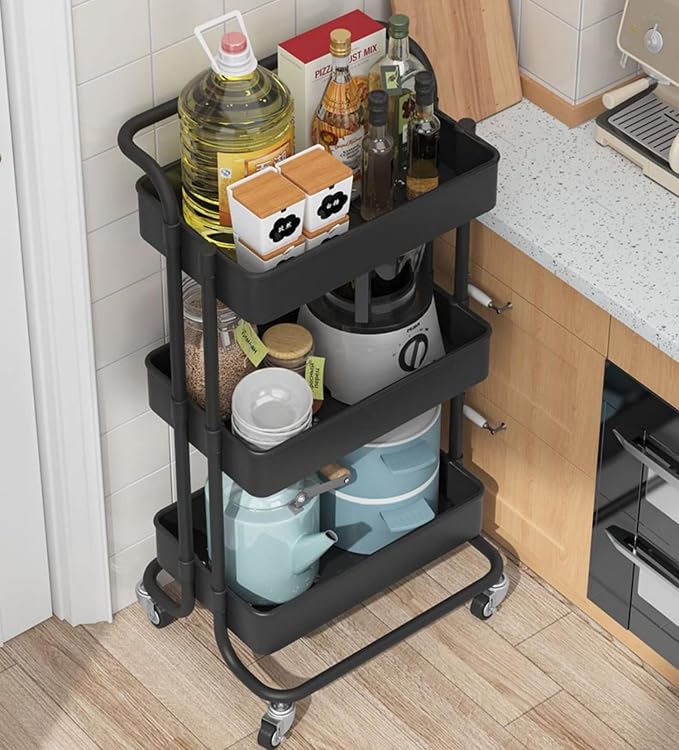 Sooyee 3 Tier Utility Cart, Rolling Cart - Image 2