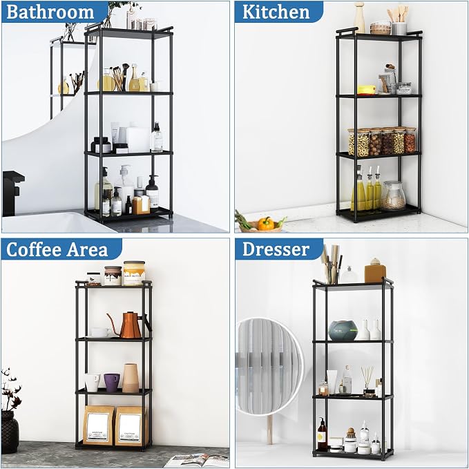 VOTZAAQ Matte Black 4 Tier Bathroom Organizer Countertop, Stainless Steel - Image 7