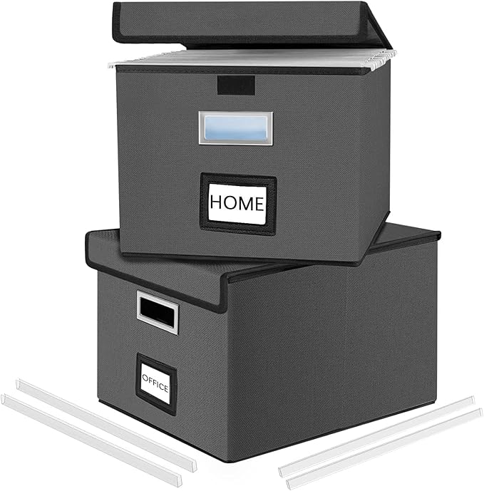 File Organizer Box with Lids, Collapsible File Folder Organizer | File Box with by Huolewa