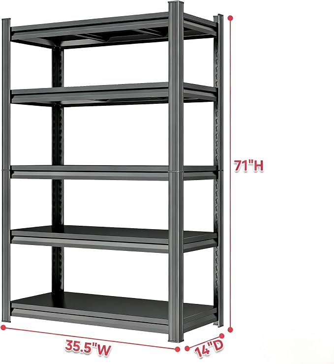 5-Tier Pot Rack Adjustable Kitchen Shelf Heat Resistant 35.5" W x 71" H Metal - Image 2