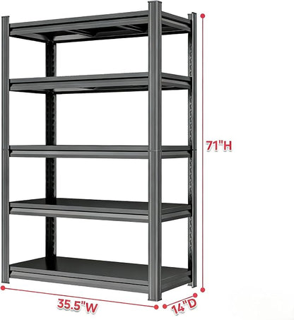 5-Tier Pot Rack Adjustable Kitchen Shelf Heat Resistant 35.5" W x 71" H Metal - Image 2