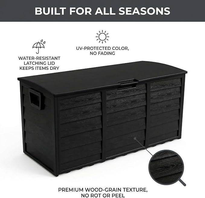 75 Gallon Outdoor Storage Box, 260L Waterproof Resin Deck Box - Image 3