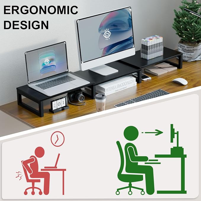 TEAMIX Desk Organizer Dual Monitor Stand Riser, Adjustable Computer Stand - Image 6