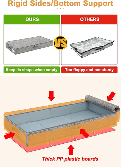 punemi Low Profile Under Bed Storage, 4 Inch Height Underbed Storage Containers - Image 3