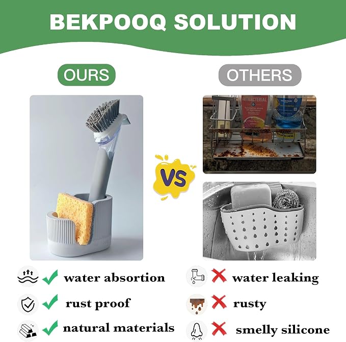 2-in-1 Diatomite Sponge Holder for Kitchen Sink, Quick-Drying Dish Sponge and - Image 3