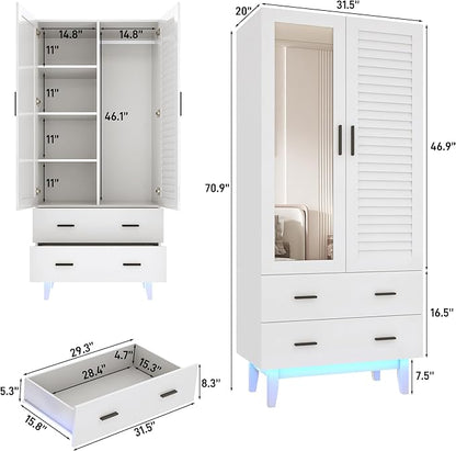 jiteentarou 2 Door Armoire Wardrobe Closet Cabinet - Image 2