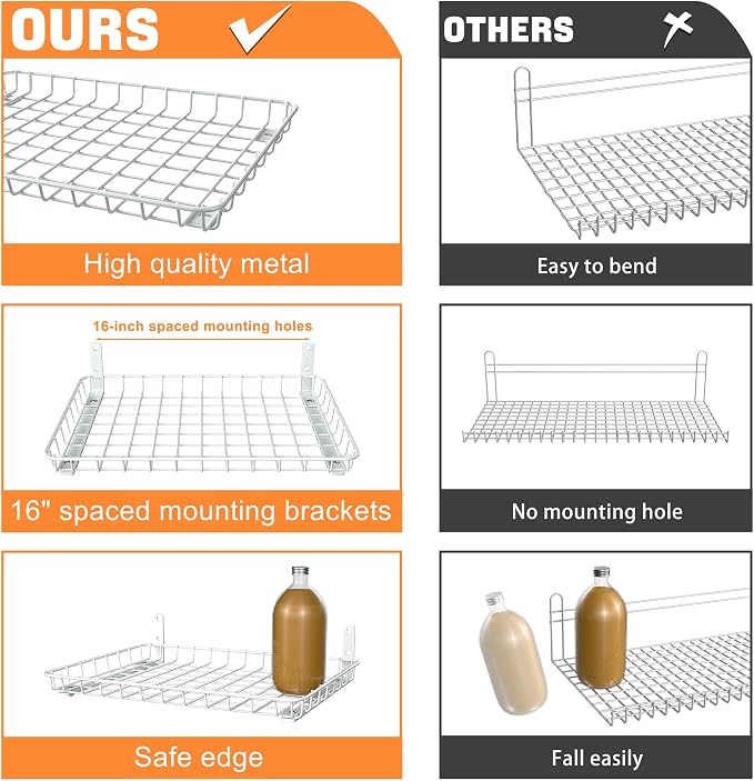 TORACK 2-Pack 12x18 inch Wall-Mounted Shelves, Garage Wall Shelf - Image 4