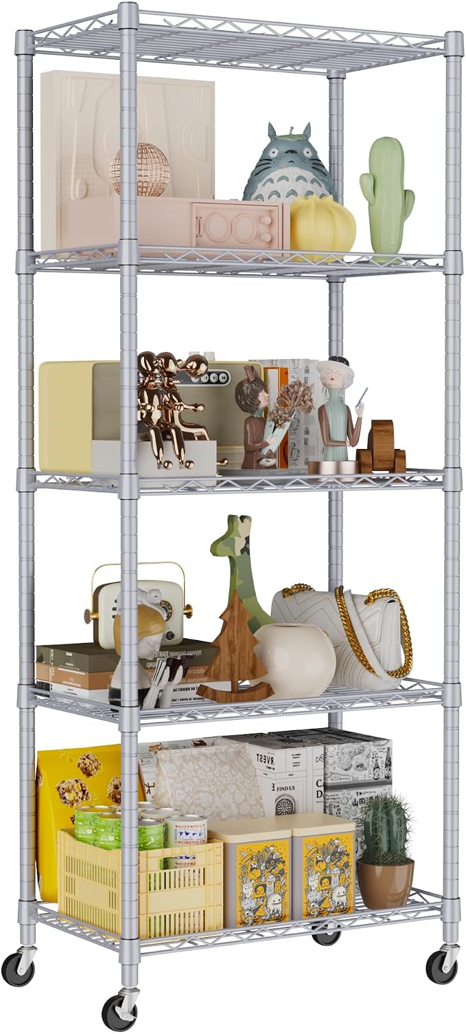 REGILLER 5-Wire Shelving Metal Storage Rack Adjustable Shelves, Standing - Image 7
