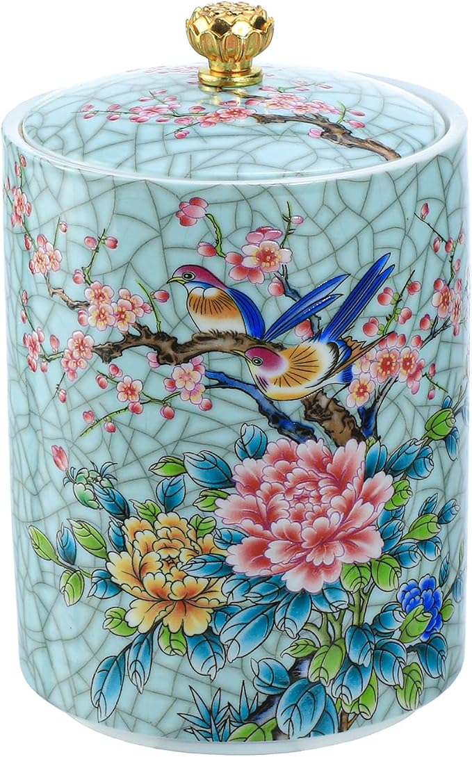 Enamel Ceramic Tea Caddy Tea Canister Tea Storage Container Tins Jar by Bicuzat