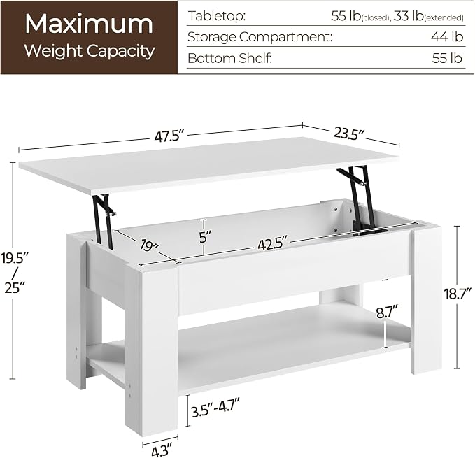 Yaheetech Lift Top Coffee Table - Image 3