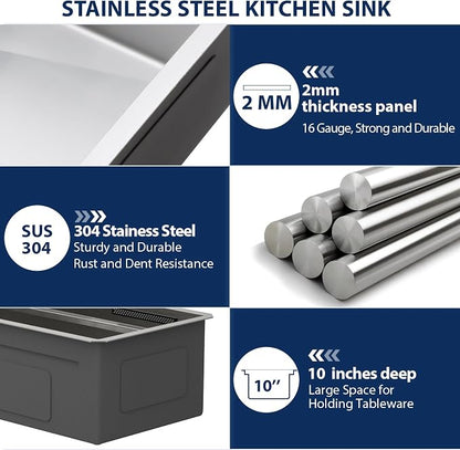 Lordear 33" Undermount Waterfall kitchen Sink - Image 7