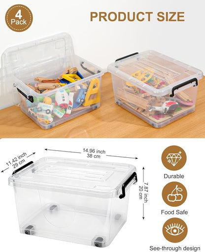 NUMIFUN 15QT Storage Bins with lids, Stackable Space Saver - Image 2