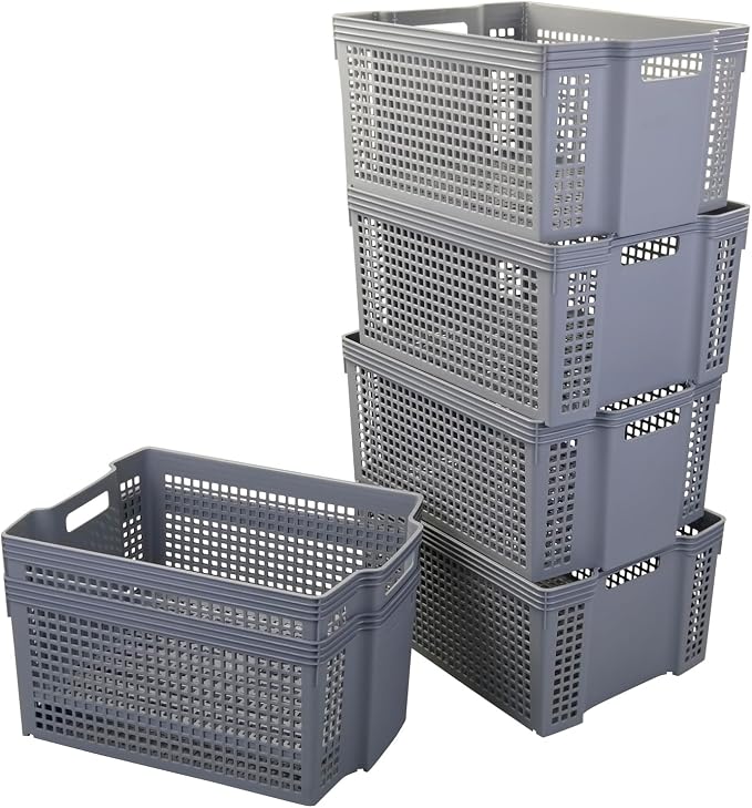 Large Plastic Stacking Storage Baskets by Rinboat