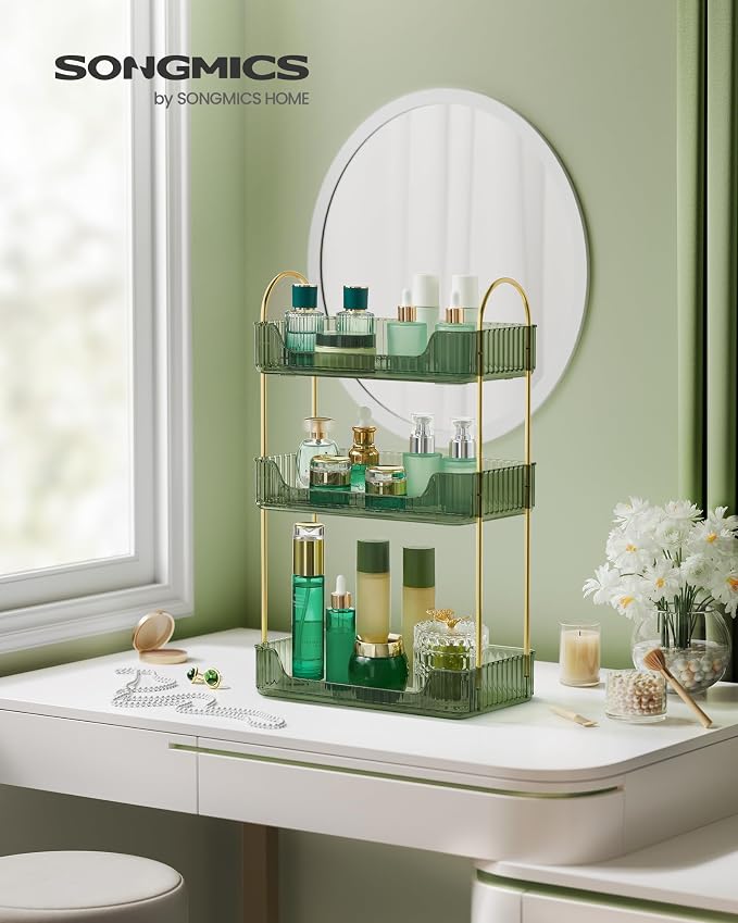 SONGMICS Makeup Organizer, 3-Tier Skincare Organizer Countertop, Customizable - Image 6