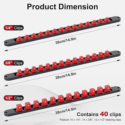 FivePears 3PCS 360° Socket Organizer Twist Lock, 3/8 1/4 1/2 Socket Storage - Image 2