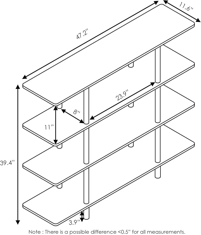 Furinno Turn-N-Tube 4-Tier Wide Display Shelf, Espresso/Black - Image 3