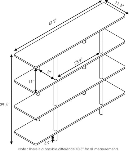 Furinno Turn-N-Tube 4-Tier Wide Display Shelf, Espresso/Black - Image 3