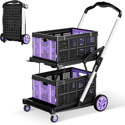 8-in-1 200LBS Collapsible Shopping Cart, Adjustable Handle Grocery Cart on by Dkenicor