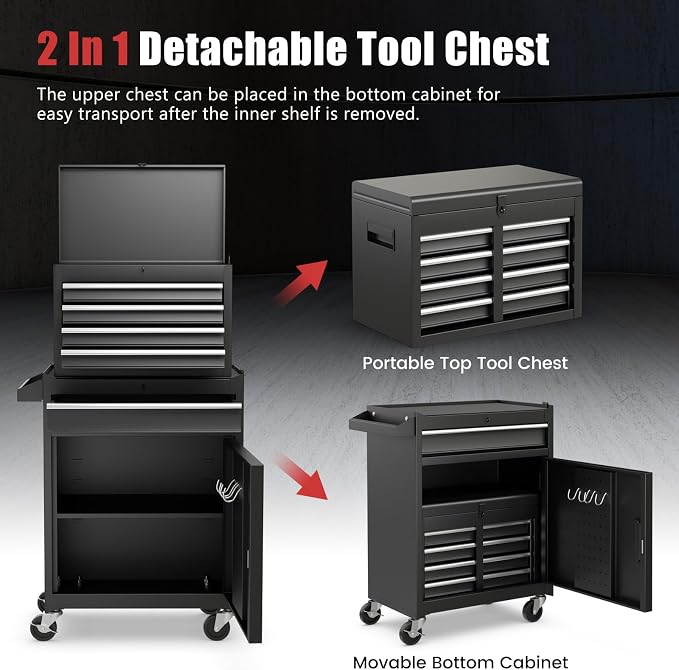 Goplus Tool Chest, 5 Drawers Rolling Tool Cabinet - Image 4