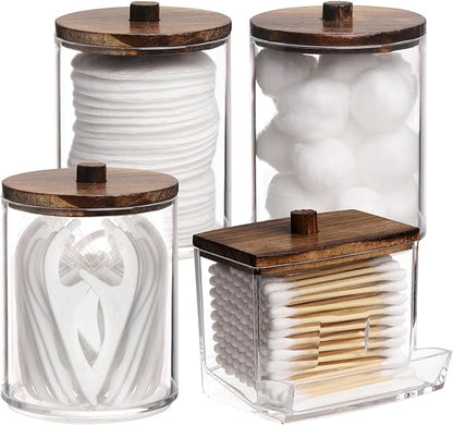 Tbestmax 4 Pack Qtip Holder Bathroom Container, 10/7oz Cotton Ball/Swabs by Tbestmax