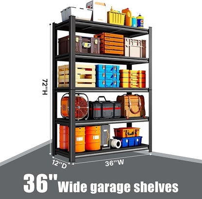 36" W Storage Shelves 5 Tier Garage Shelving Heavy Duty Shelving 2000 LBS - Image 2