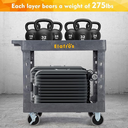 ELAFROS Heavy Duty Plastic Utility Cart 34 x 17 Inch - Image 6