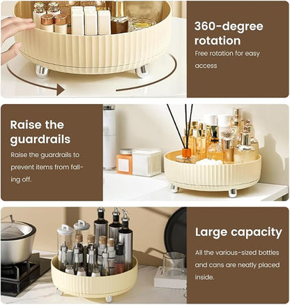 Rotating Makeup Organizer, 8.7 Inch Large Capacity Vanity Tray - Image 4