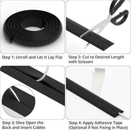 ZhiYo 10ft Cord Covers for Wires on Floor, Cord Hider Floor Hide Extension Cords - Image 5
