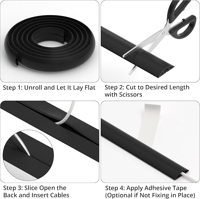 ZhiYo 3.6ft Cord Covers for Wires on Floor, Cord Hider Floor Hide Extension - Image 6