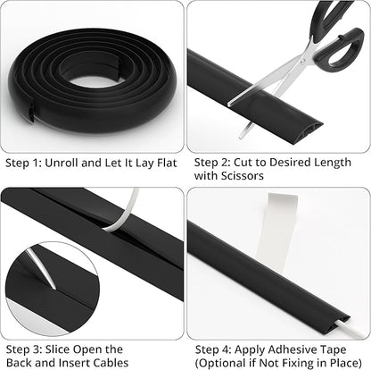 ZhiYo 10ft Cord Covers for Wires on Floor, Cord Hider Floor Hide Extension Cords - Image 6