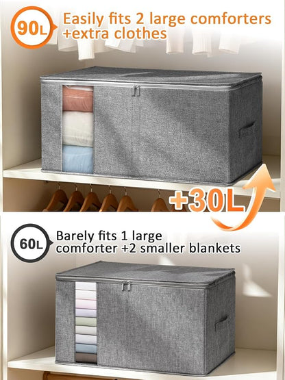 punemi King Size Comforter Storage Bag w/Sturdy Structure, 90L Extra Large - Image 3