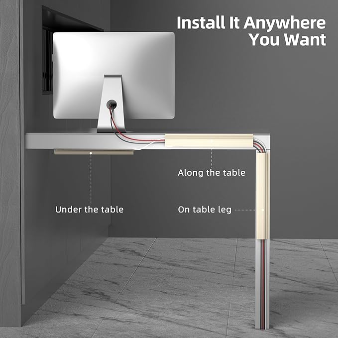 YECAYE 157in Cable Management, Cord Organizer, Easy Install Self-Adhesive Cable - Image 4