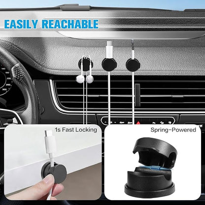 6PC Cord Organizer Holder, 360° Rotatable Spring Cable Clips, Strong Adhesive - Image 5