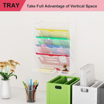 Hanging Wall File Organizer 6 Tier Wall Mounted File Holder Document Wall - Image 7