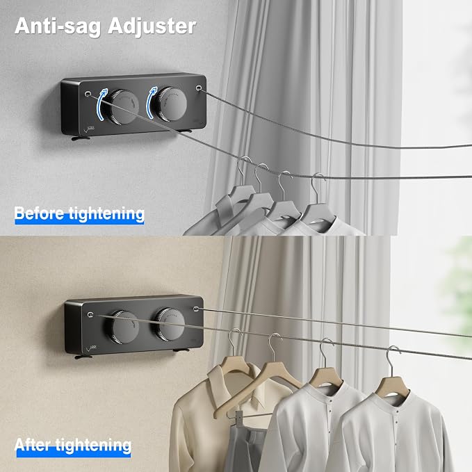 MUSTORN Retractable Twin Clothesline Indoor, Non-Sagging Outdoor Clothes Line - Image 3
