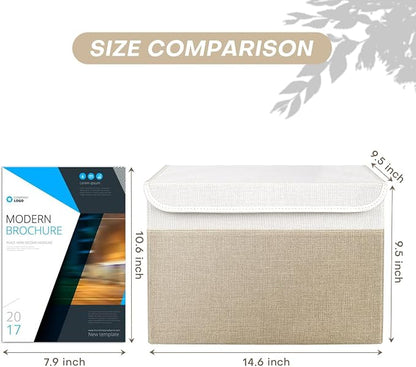 Large 22 Quart Linen Fabric Foldable Storage Bin Cube Organizer Basket - Image 2