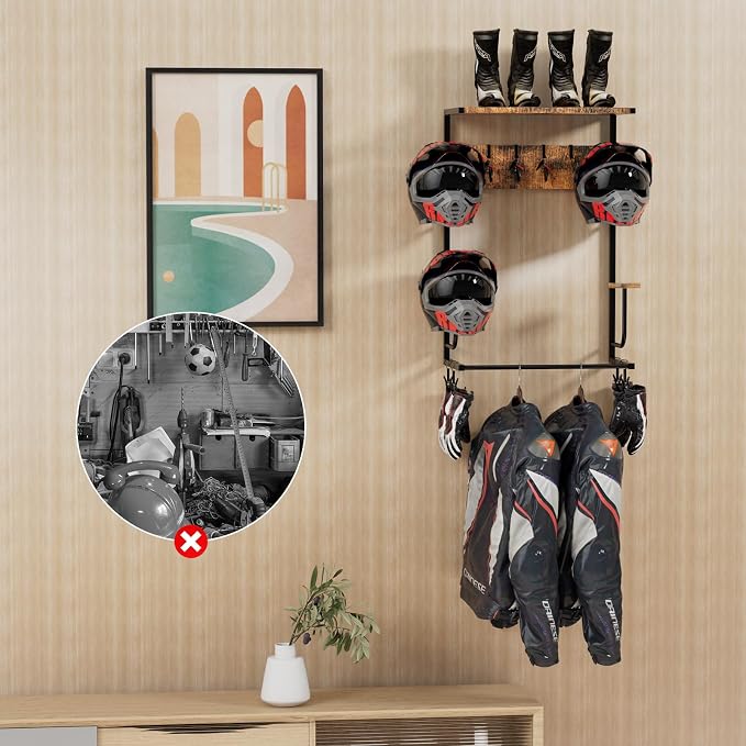 Motorcycle Helmet Holder Wall-Mounted Helmet Rack - Image 5