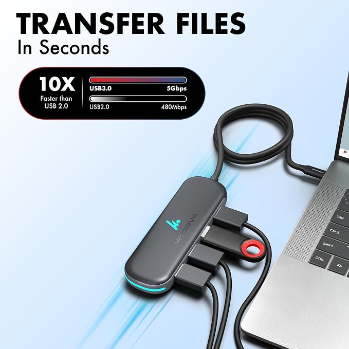 Type C to 4 Port Wozoyo USB 3.2 Hub, 4XUSB 5 Gbps, Data Transfer Upto 5Gbps - Image 8