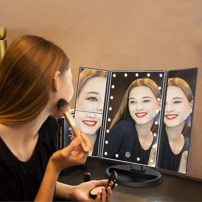 Tri-fold Lighted Vanity Makeup Mirror - Image 7