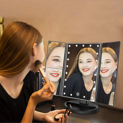 Tri-fold Lighted Vanity Makeup Mirror - Image 7