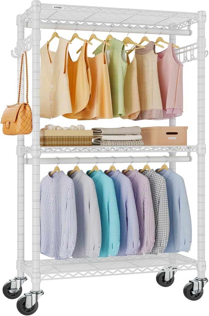 VIPEK R2 Medium Heavy Duty Clothes Rack Rolling Clothing Rack Adjustable Metal by VIPEK