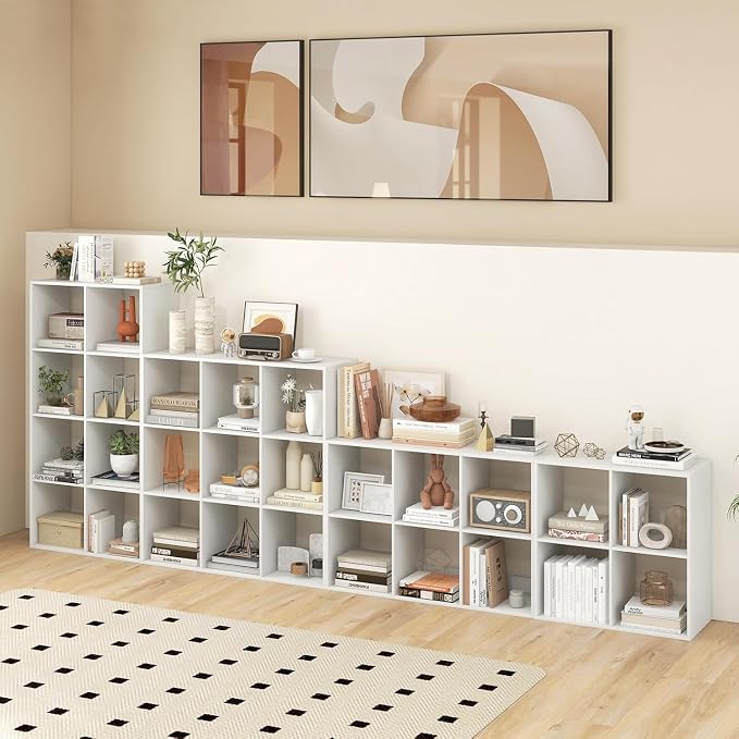 POWERSTONE 4 Cube Storage Organizer Set of 2, 2 Tier Cubby Bookshelf - Image 8