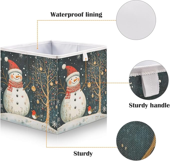 Snowman and Bird Closet Organizers Storage Cubes Storage Bins Shelf Baskets - Image 4