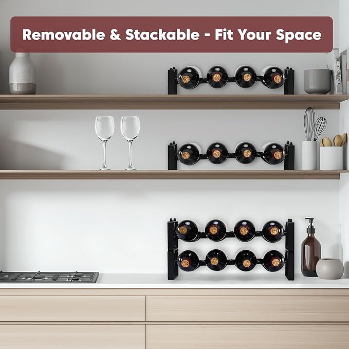 Stackable Wine Rack Countertop, Sturdy Wine Bottle Holder Freestanding - Image 3